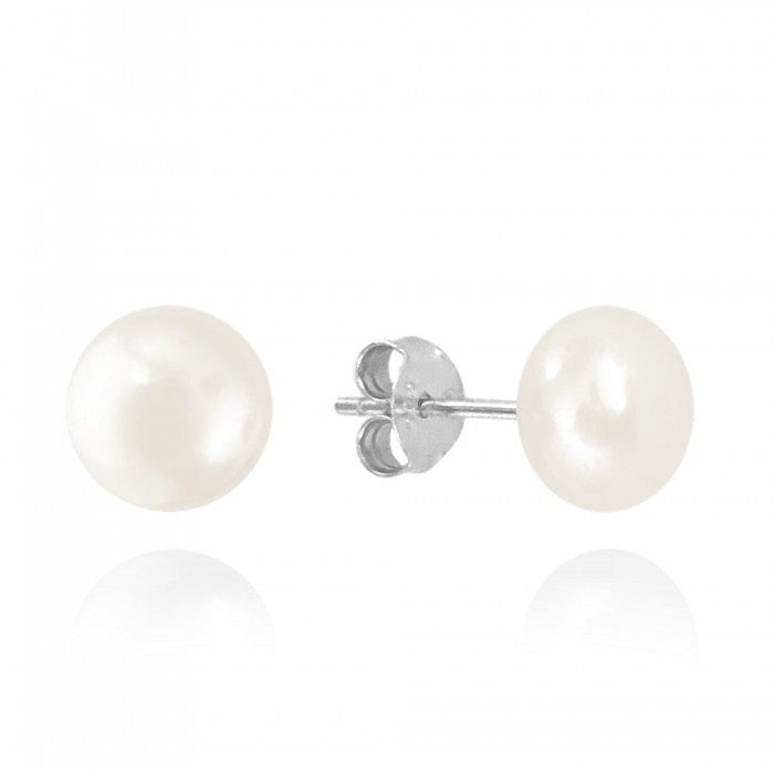 Kolczyki srebrne - białe perły na sztyfcie 4 mm