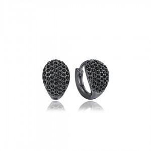 Kolczyki srebrne czarne bogato zdobione cyrkoniami