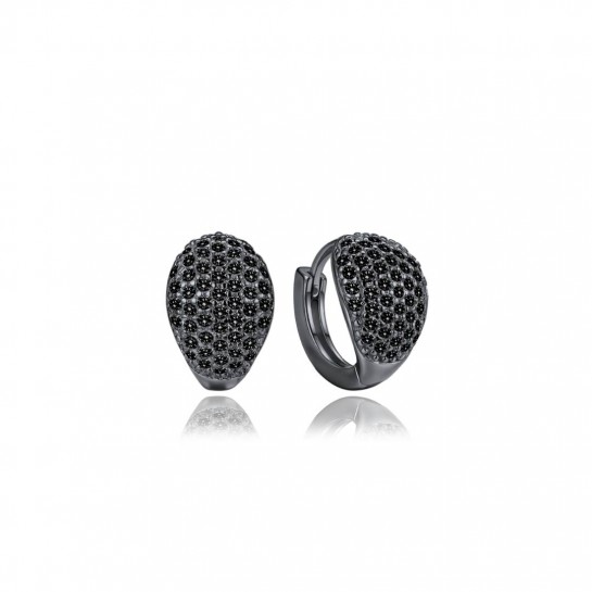 Kolczyki srebrne czarne bogato zdobione cyrkoniami