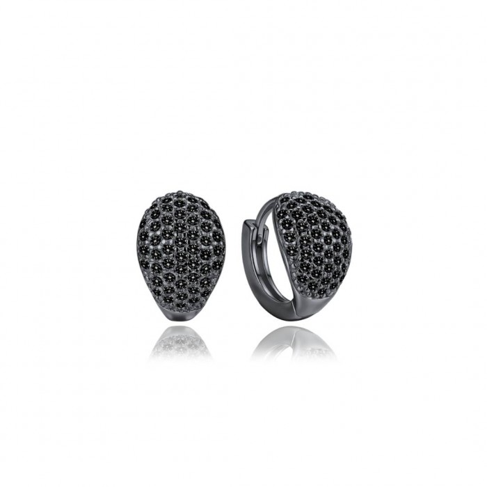 Kolczyki srebrne czarne bogato zdobione cyrkoniami