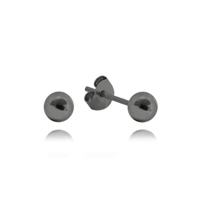 Kolczyki srebrne czarne - małe kulki 5 mm