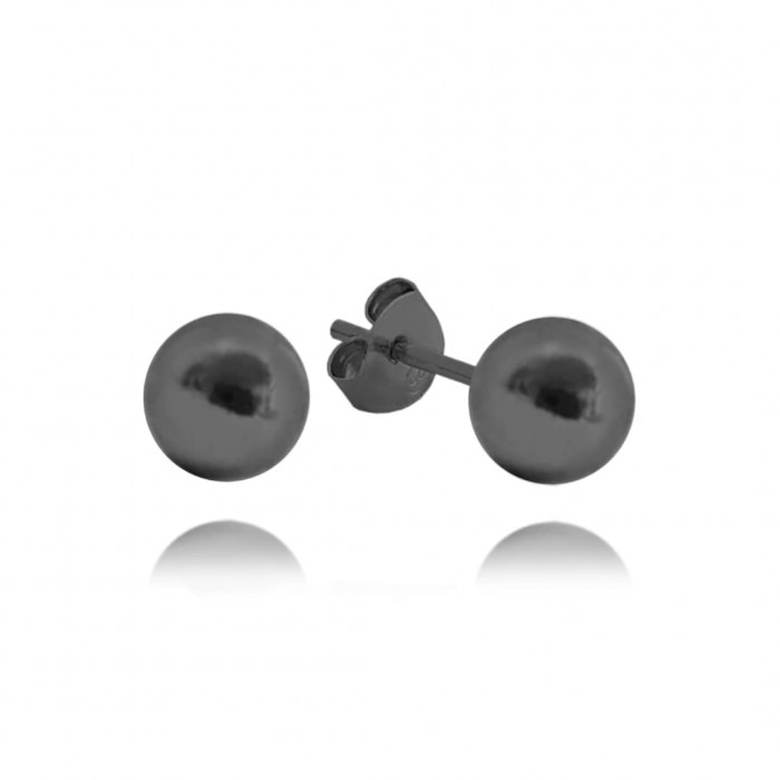 Kolczyki srebrne czarne - małe kulki 8 mm