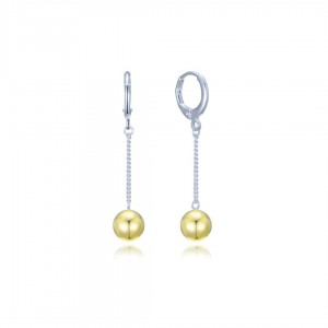 Kolczyki srebrne dwukolorow - wiszące kulki