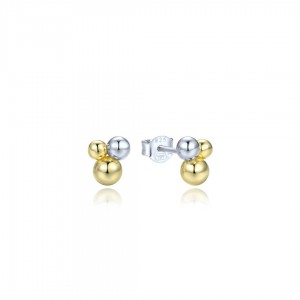 Kolczyki srebrne dwukolorowe - trzy kulki