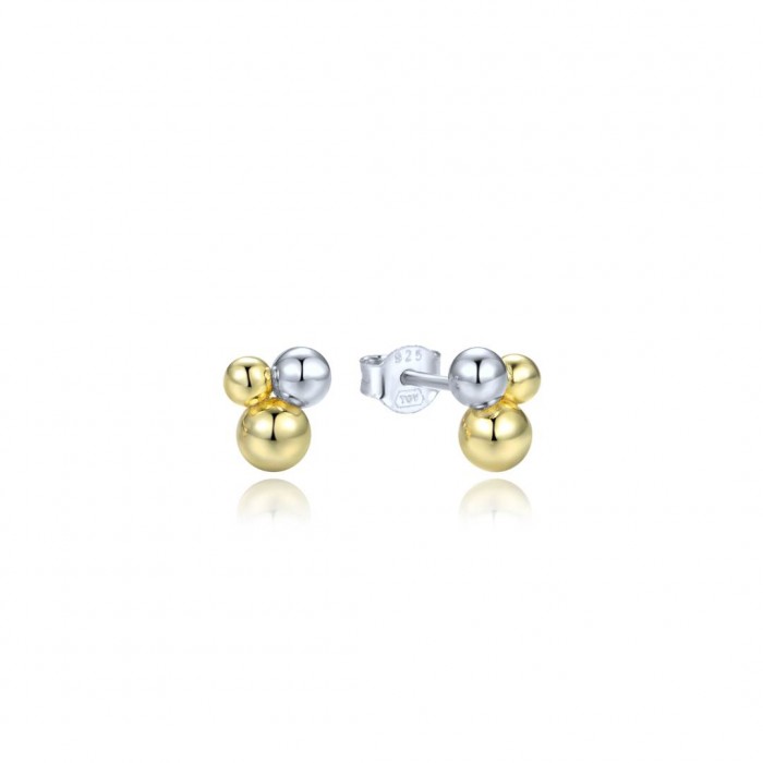 Kolczyki srebrne dwukolorowe - trzy kulki