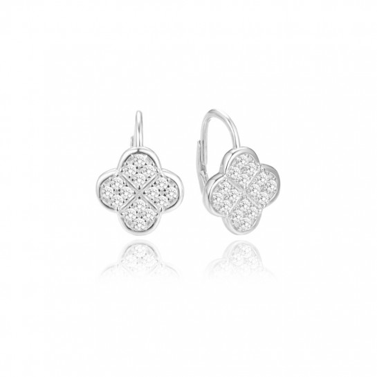 Kolczyki srebrne - koniczynki zdobione cyrkoniami