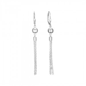 Kolczyki srebrne - kulki z wiszącymi łańcuszkami 