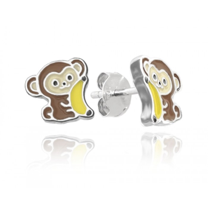 Kolczyki srebrne - małpki