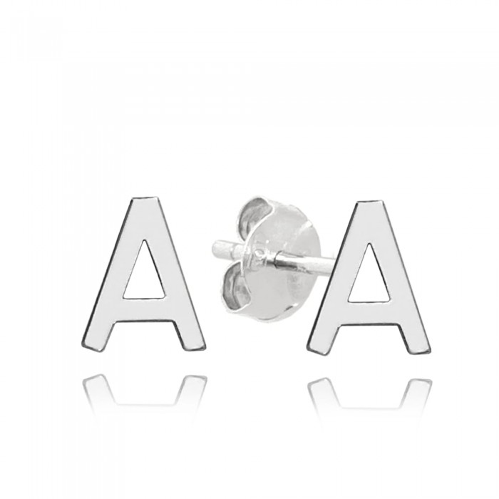 Kolczyki srebrne na sztyft - literka "A"