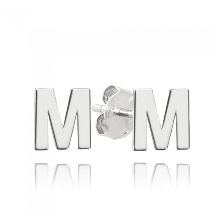 Kolczyki srebrne na sztyft - literka "M"