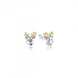 Kolczyki srebrne na sztyft - renifery