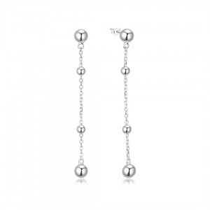 Kolczyki srebrne na sztyft - wiszące kulki na łańcuszkach