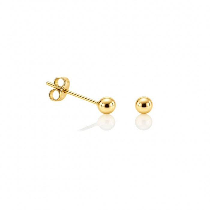 Kolczyki srebrne pozłacane - małe kulki 3 mm