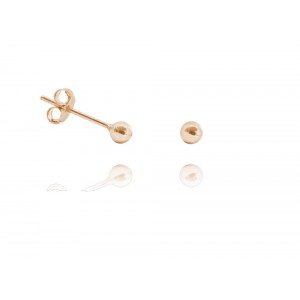 Kolczyki srebrne pozłacane na różowo (rose gold) - małe kulki 3 mm