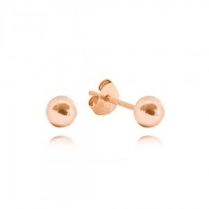 Kolczyki srebrne pozłacane na różowo (rose gold) - małe kulki 5 mm