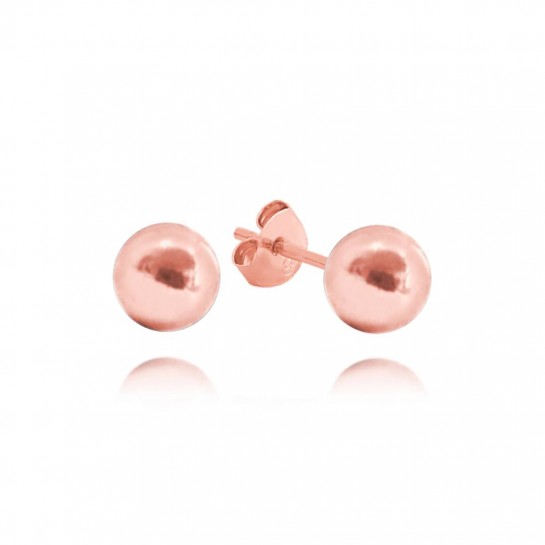 Kolczyki srebrne pozłacane na różowo (rose gold) - małe kulki 8 mm