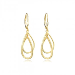 Kolczyki srebrne pozłacane - przenikające się owalne elementy