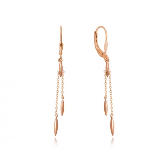 Kolczyki srebrne pozłacane (rose gold) wiszące 
