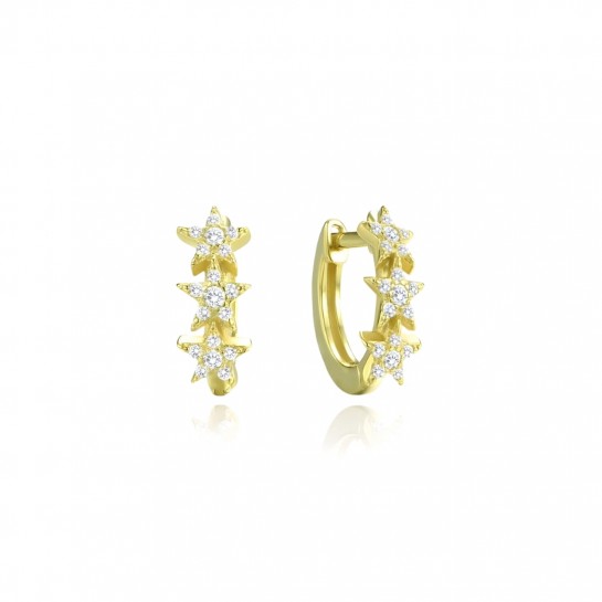 Kolczyki srebrne pozłacane - trzy gwiazdki z cyrkoniami