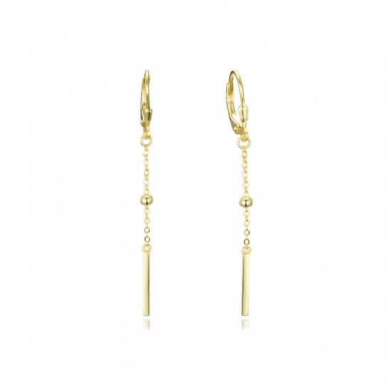 Kolczyki srebrne pozłacane - wiszące patyczki z kulkami