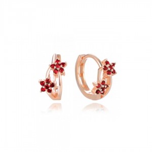 Kolczyki srebrne rose gold kwiatki z cyrkoniami
