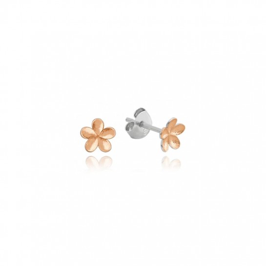 Kolczyki srebrne rose gold - matowe kwiaty