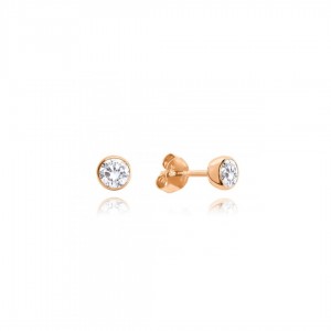 Kolczyki srebrne "rose gold" z cyrkonią na sztyfcie 4 mm