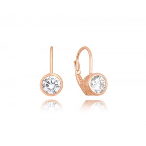 Kolczyki srebrne rose gold z okrągłymi cyrkoniami