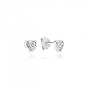 Kolczyki srebrne - serduszka z cyrkoniami