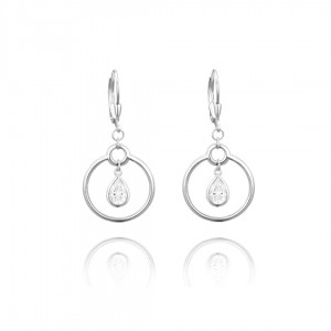 Kolczyki srebrne - wiszące koła z łezkami