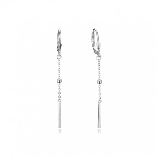 Kolczyki srebrne - wiszące patyczki z kulkami