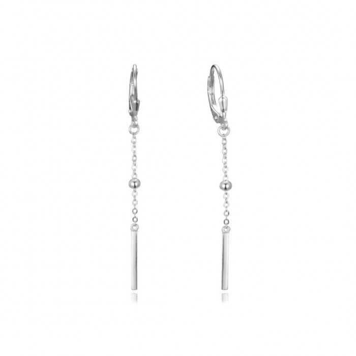 Kolczyki srebrne - wiszące patyczki z kulkami