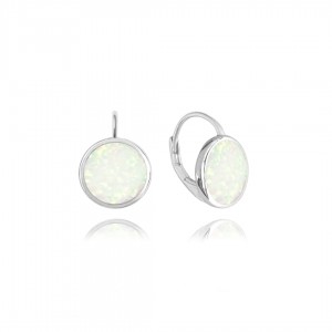 Kolczyki srebrne z białym opalem