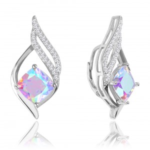 Kolczyki srebrne z mistycznym topazem białym i cyrkoniami