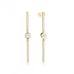 Kolczyki srebrne złocone na sztyft - długie patyczki