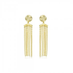 Kolczyki srebrne złocone na sztyft - długie wiszące łańcuszki 