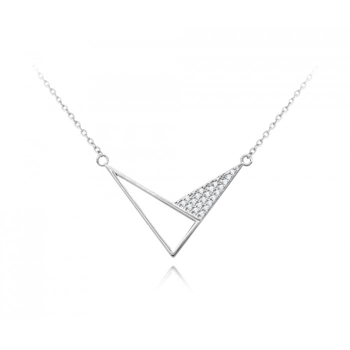 Naszyjnik srebrny - trójkąty z cyrkoniami