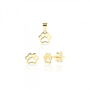 Kolczyki srebrne z zawieszką (komplet) pozłacane - łapki