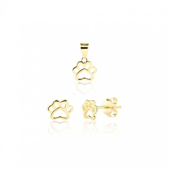 Kolczyki srebrne z zawieszką (komplet) pozłacane - łapki