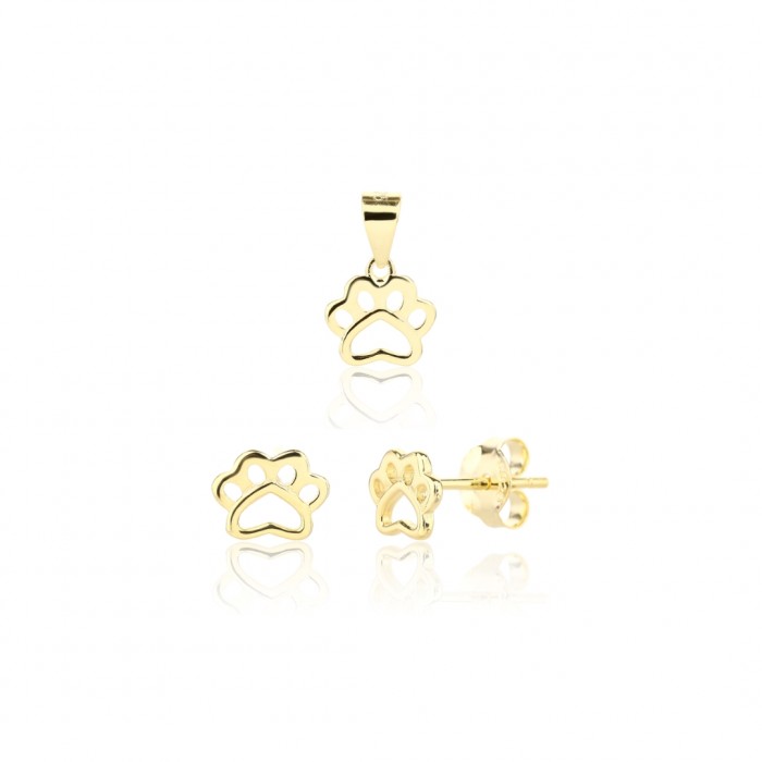Kolczyki srebrne z zawieszką (komplet) pozłacane - łapki