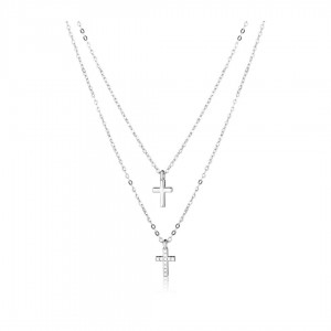 Naszyjnik podwójny srebro pr. 925 - dwa krzyże