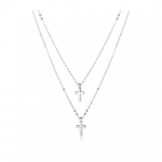 Naszyjnik podwójny srebro pr. 925 - dwa krzyże