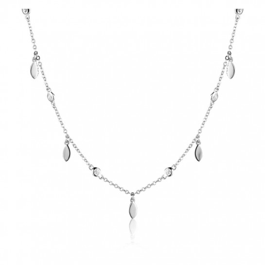 Naszyjnik srebrny 925 listki z okrągłymi cyrkoniami