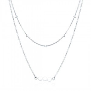 Naszyjnik srebrny 925 podwójny z perłami i kulkami