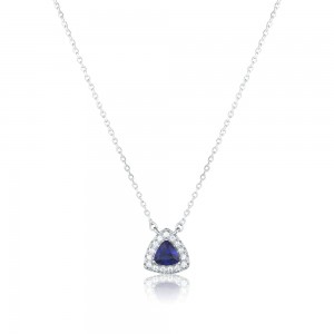 Naszyjnik srebrny 925 - trójkątna granatowa cyrkonia