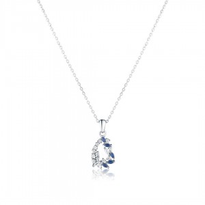 Naszyjnik srebrny 925 z białymi i niebieskimi cyrkoniami