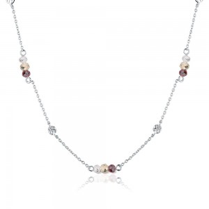Naszyjnik srebrny 925 z fasetowanymi koralikami