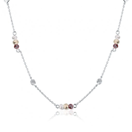 Naszyjnik srebrny 925 z fasetowanymi koralikami