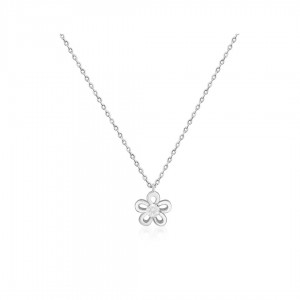 Naszyjnik srebrny - kwiatek z cyrkonią