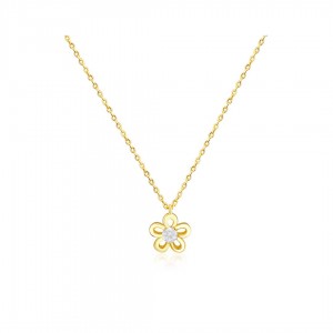 Naszyjnik srebrny pozłacany - kwiatek z cyrkonią